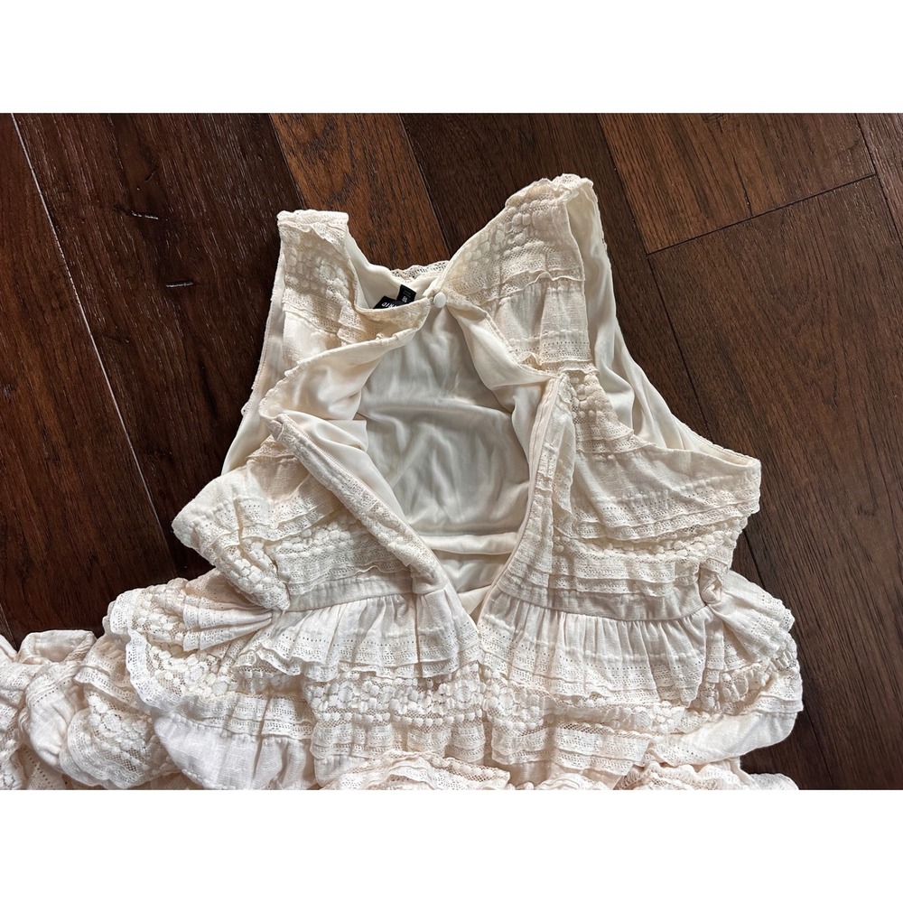 Torrid Ivory Lace Tiered Maxi Dress Womens 18 Sleeveless Ruffle Pom Pom Boho - Picture 6 of 6